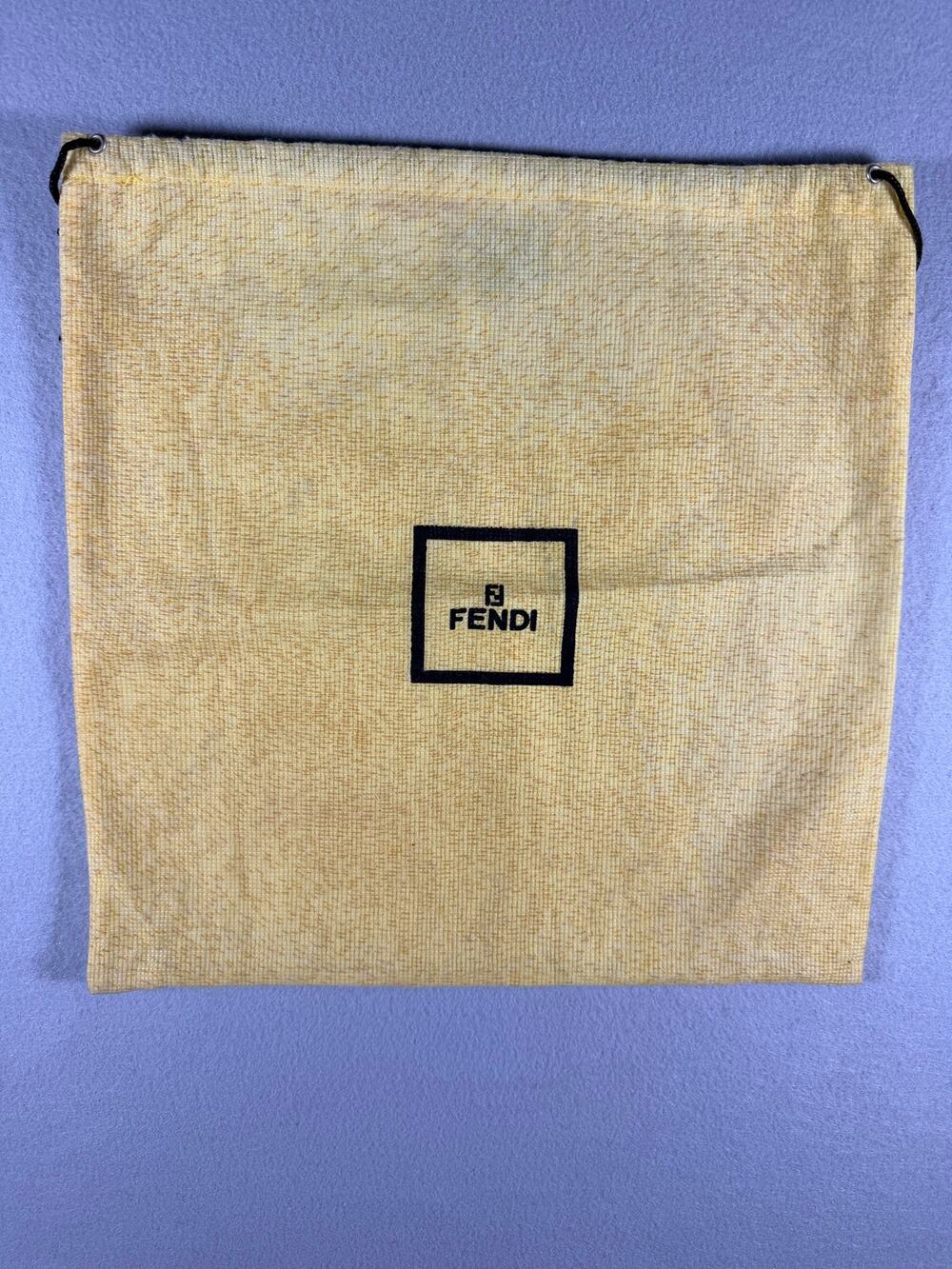 Authentic Fendi Tan Monogram Canvas Drawstring Dust Bag 533